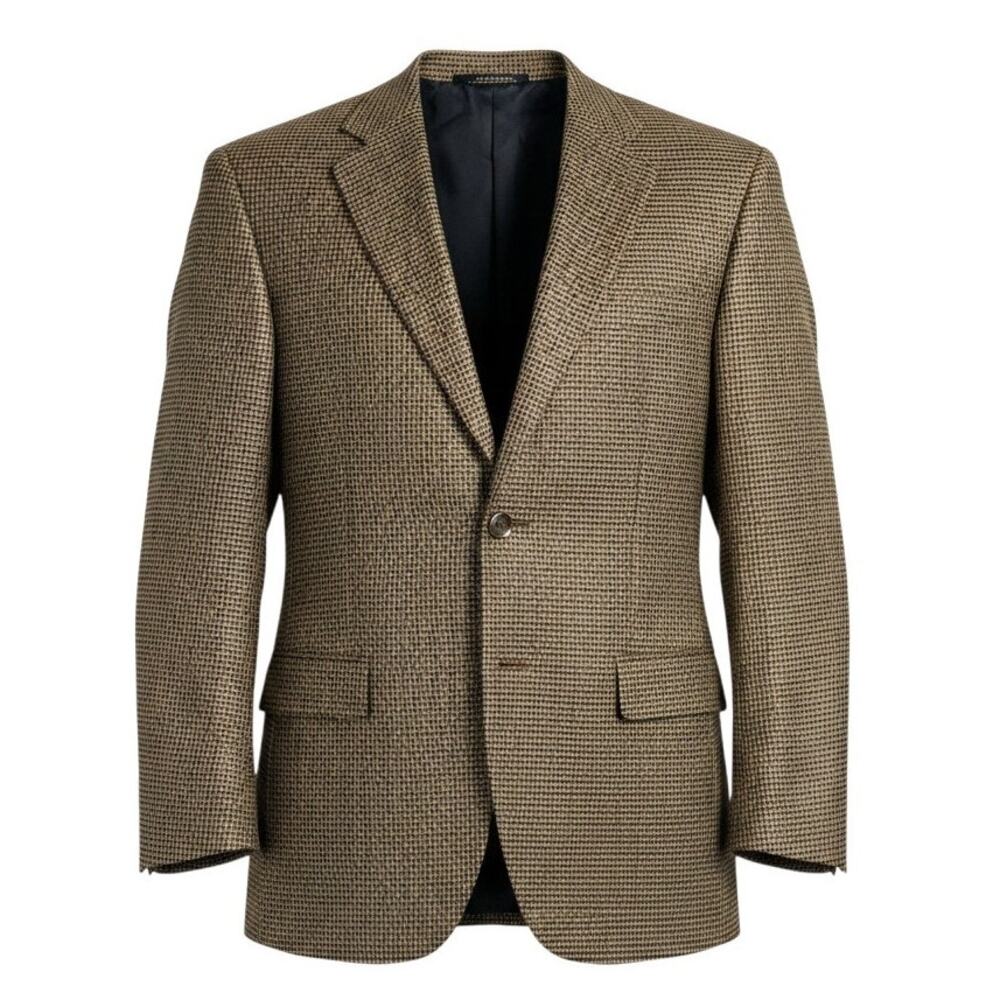 John W. Nordstrom Men's 44R 100% Cashmere Loro Piana Tan Houndstooth Blazer